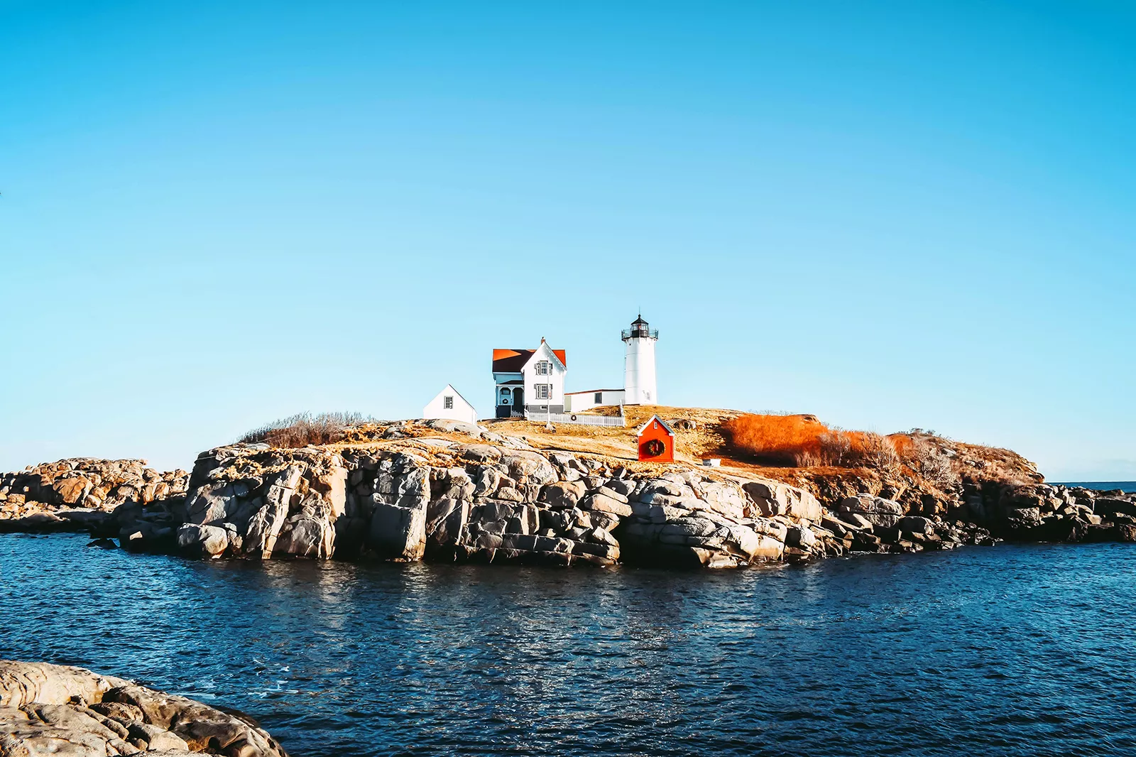 Nubble Lighthouse River In Front Of Water 1600