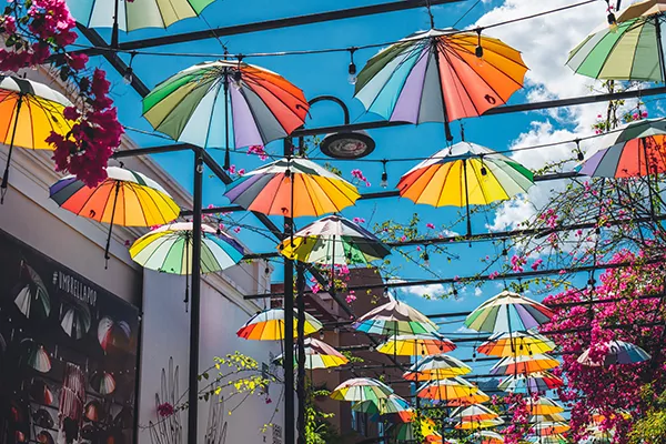 Umbrella Street Rainbow Umbrellas In The Sky 600
