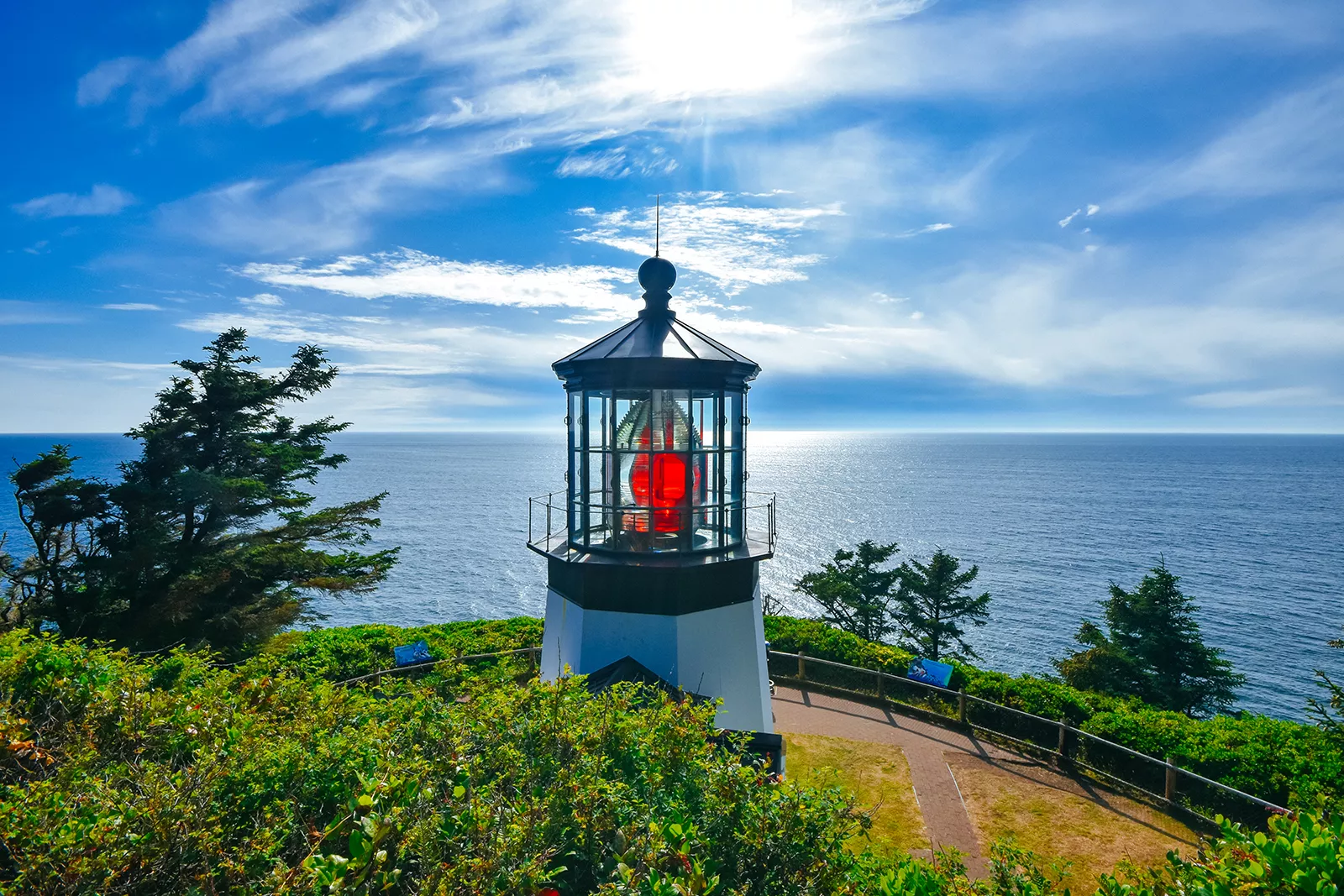 Cape Meares Lighthouses Trees 1600