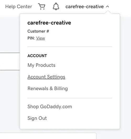 GoDaddy Account Settings