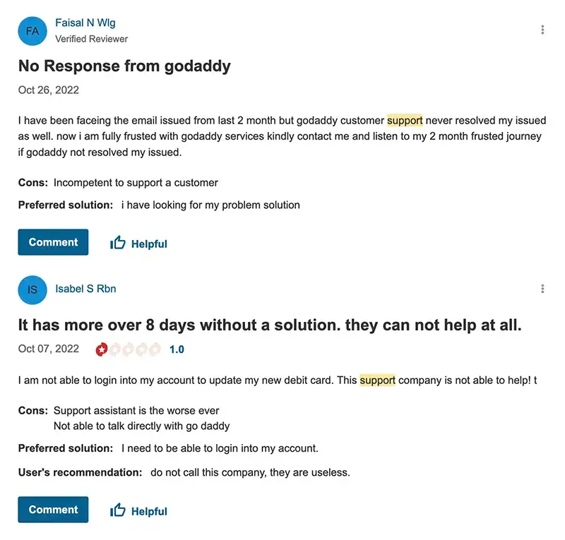 GoDaddy Customer Service Reviews