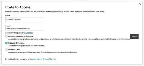 Invite To Access Settings