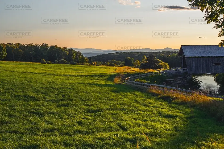 AM Foster Covered Bridge Radiant Golden Hour, Cabot, Vermont · United States