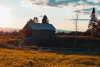 AM Foster Covered Bridge Glowing with Sunset, Cabot, Vermont