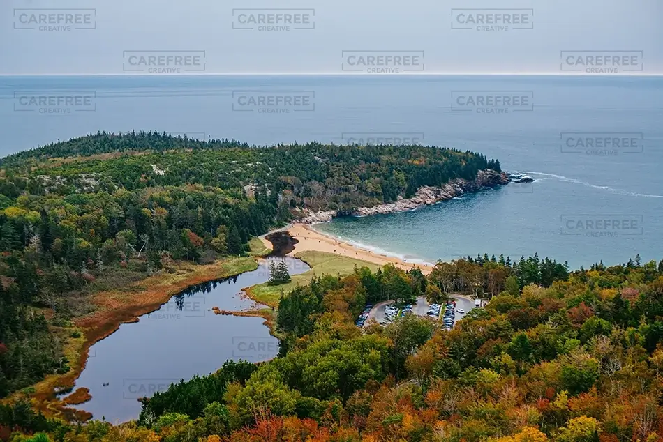 Acadia National Park Peak Fall At Sand Beach, Maine · United States