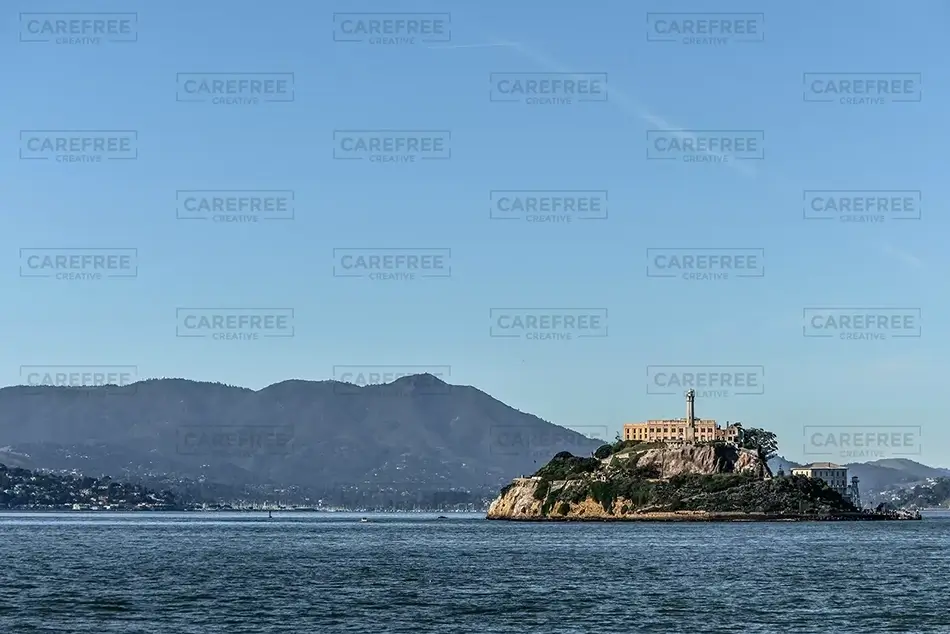 Alcatraz Island with Clear Blue Sky, San Francisco, California · United States