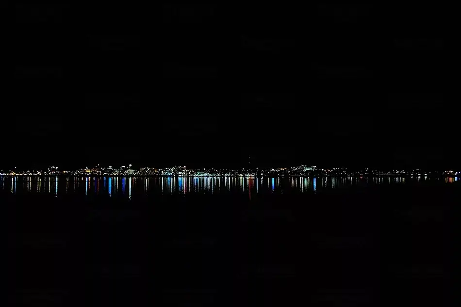 Back Cove Trail Nighttime City Reflection, Portland, Maine · United States