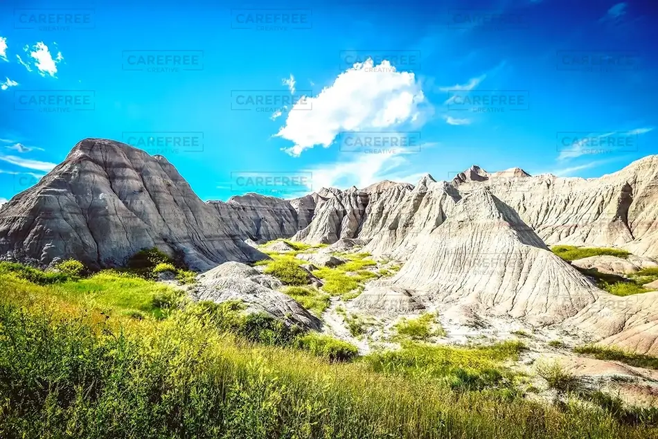 Badlands National Park Verdant Valley and Grasses, South Dakota · United States