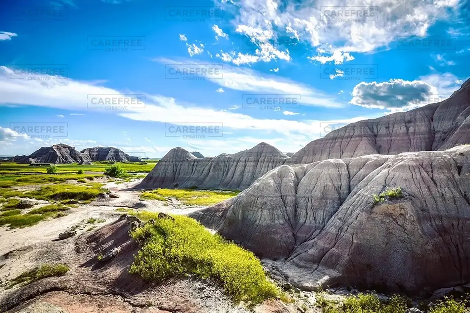 Badlands National Park Textured Grey Mountain Scape, South Dakota · United States