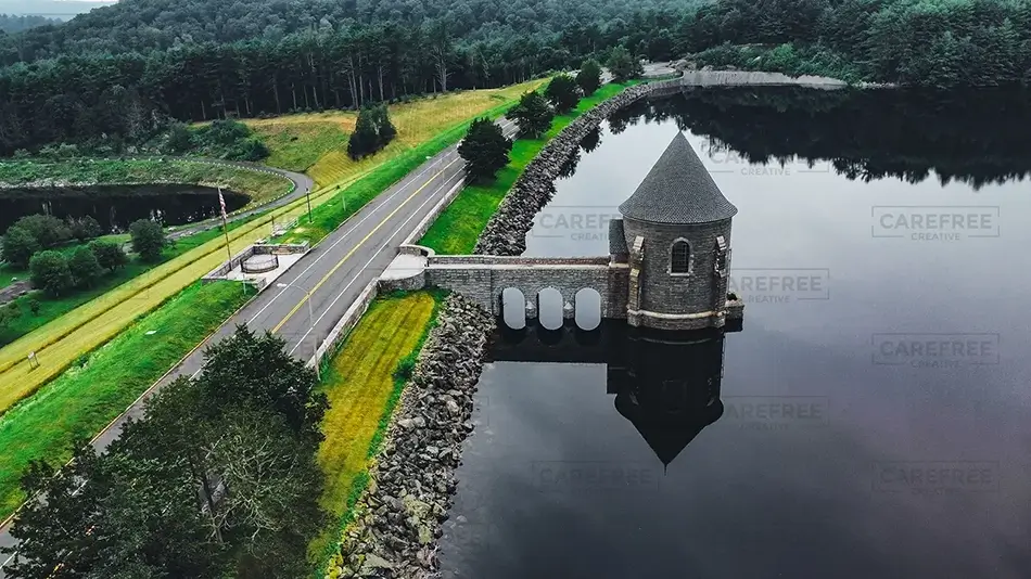 Barkhamsted Reservoir Aerial View, Barkhamsted, Connecticut · United States