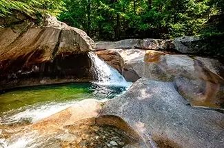 Basin Cascade Smooth Rock Waterfall, Franconia, New Hampshire