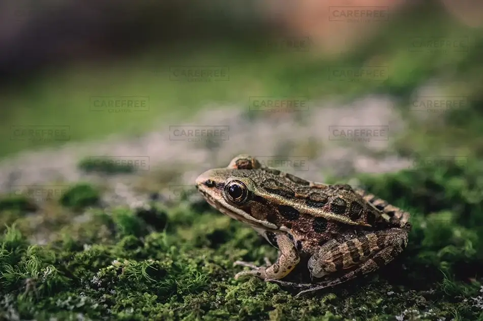 Basin Pond Frog on Moss, Fayette, Maine · United States