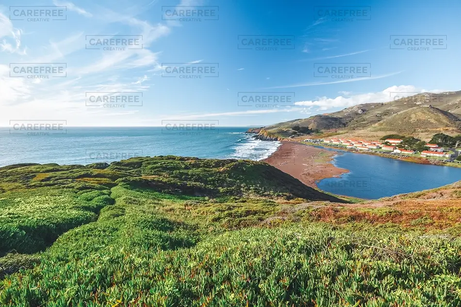 Battery Alexander Knoll Coastal Lagoon Beach View, Sausalito, California · United States