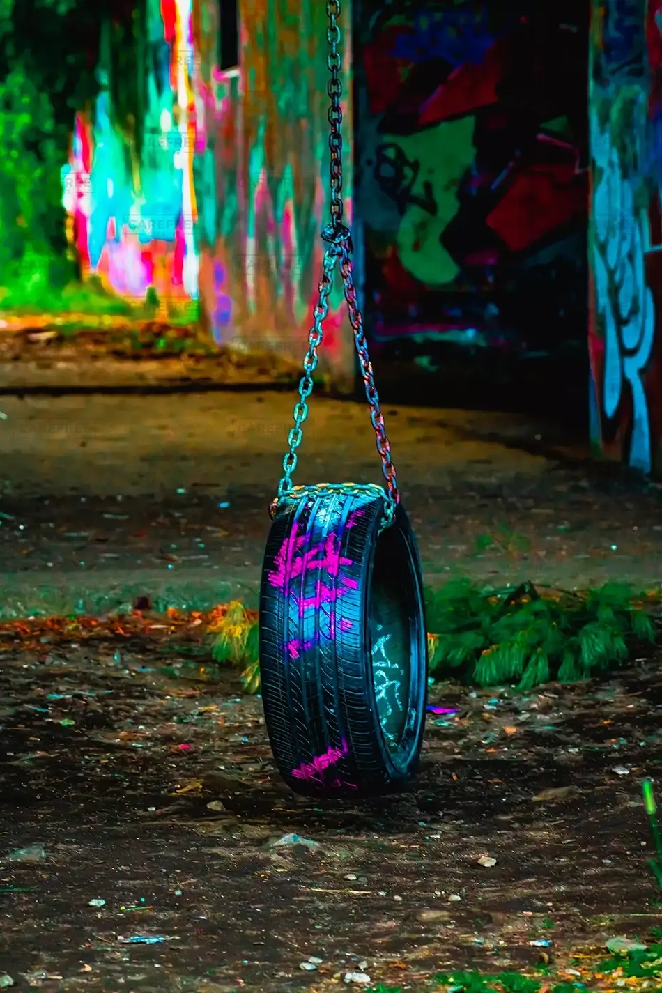 Battery Steele Graffiti Tire, Peaks Island, Maine · United States