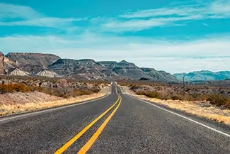 Big Bend National Park Desert Highway Through Mountains, Terlingua, Texas