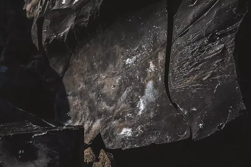Big Obsidian Flow Cracked Ember Rock, Bend, Oregon · United States
