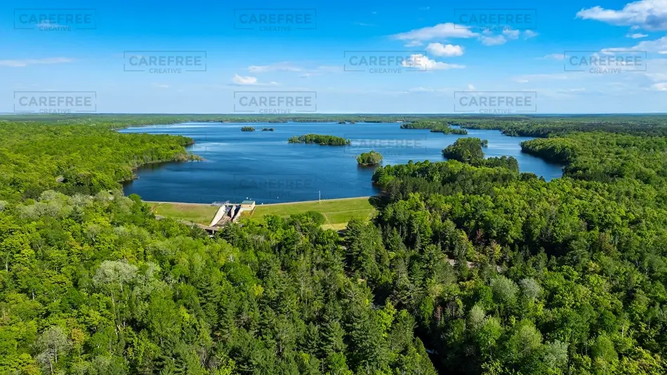 Bond Falls State Park Aerial Lake View, Trout Creek, Michigan · United States