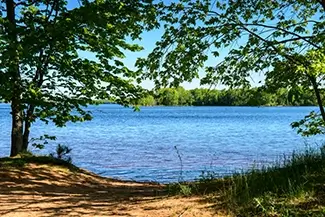Bond Falls State Park Tranquil Lakeside Summer View, Trout Creek, Michigan