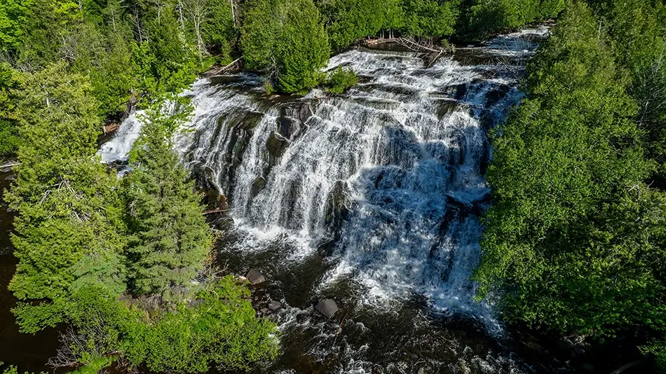 Bond Falls Cascading Waterfall Rapids, Trout Creek, Michigan · United States