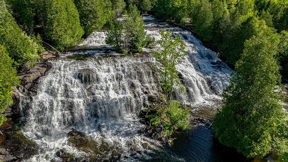 Bond Falls Cascading Waterfall Forest, Trout Creek, Michigan · United States