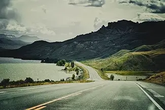 Buffalo Bill State Park Road through the Hills, Cody, Wyoming