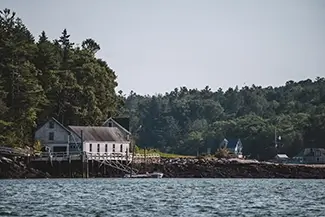 Cabbage Island Weathered Waterfront Buildings, Boothbay, Maine