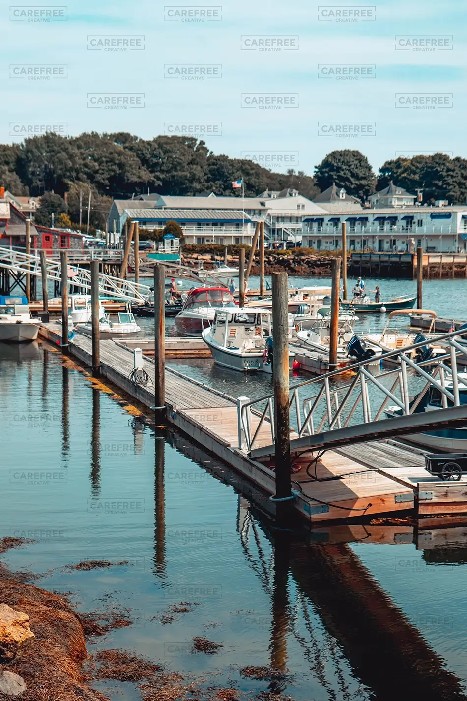 Cabbage Island Marina Boats Docked, Boothbay, Maine · United States