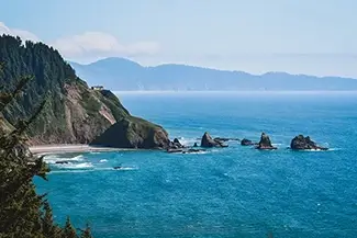Cape Meares Lighthouse Misty Ocean View, Tillamook, Oregon