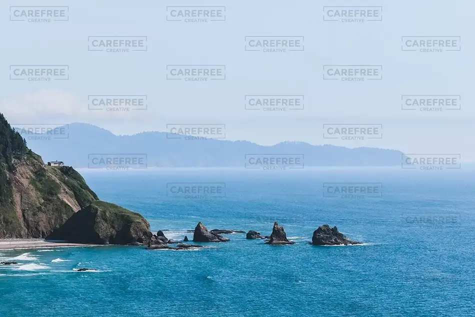 Cape Meares Lighthouse Faded Ocean Coastline, Tillamook, Oregon · United States