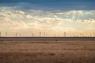 Caprock Canyons State Park Wind Farm At Sunset, Quitaque, Texas