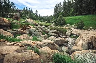 Castlewood Canyon State Park Wooden Bridge Over Rocky Stream, Franktown, Colorado