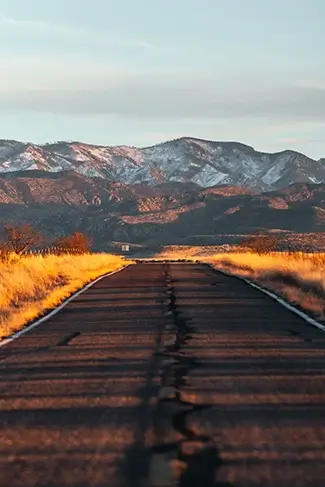 Chiricahua National Monument Desert Road at Sunset, Willcox, Arizona