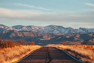 Chiricahua National Monument Empty Road To Mountains, Willcox, Arizona