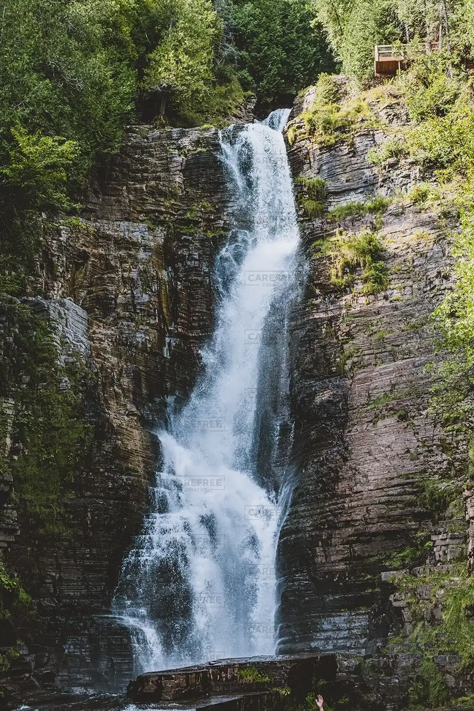 Chutes Jean-Larose Towering Waterfall, Beaupré, Quebec · Canada