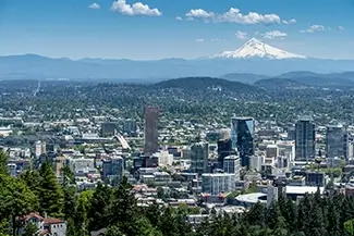 Portland Cityscape With Mount Hood, Portland, Oregon