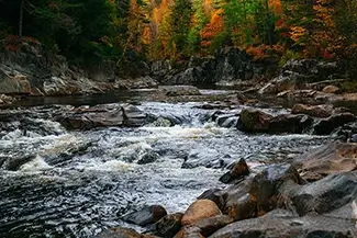 Coos Canyon Riverscape Adorned in Autumn Hues, Byron, Maine