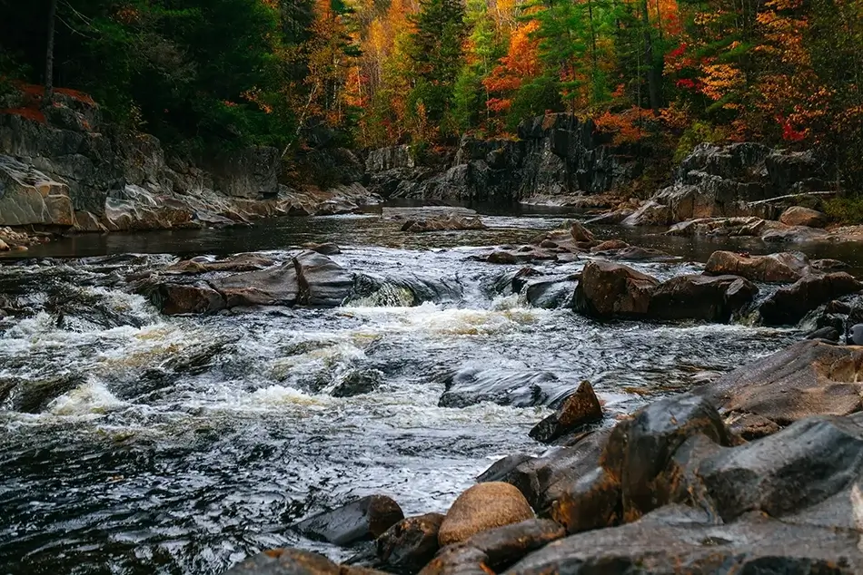 Coos Canyon Riverscape Adorned in Autumn Hues, Byron, Maine · United States