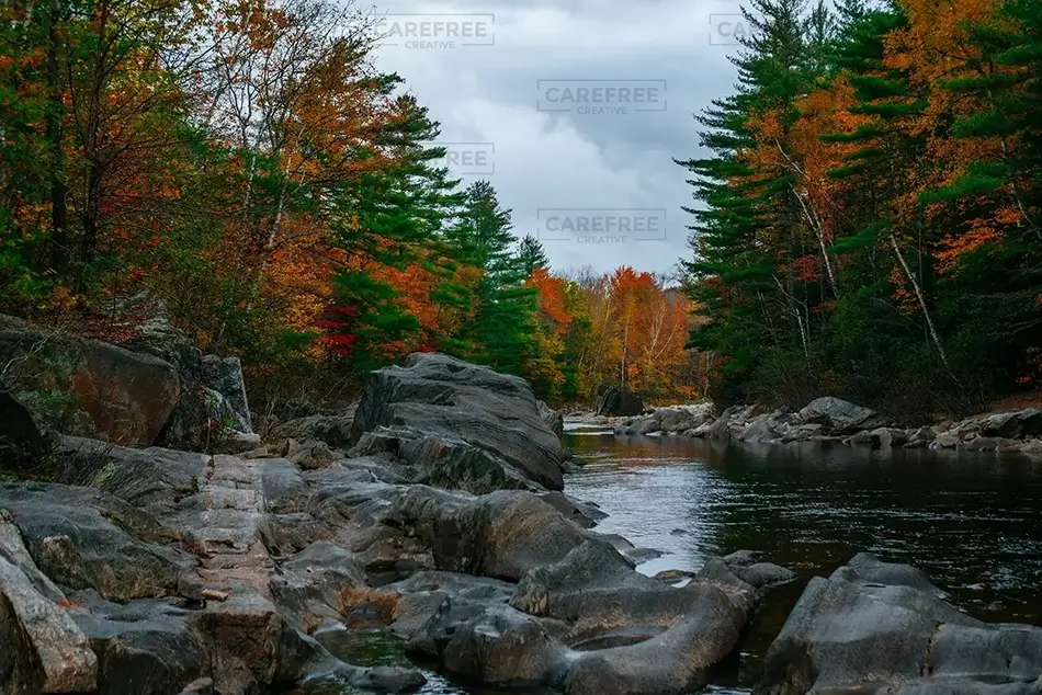 Coos Canyon Riverside Fall Color Tapestry, Byron, Maine · United States