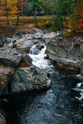 Coos Canyon Rushing River Amidst Fall Colors, Byron, Maine