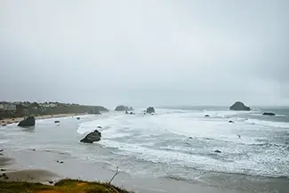 Coquille Point Overcast Beachfront Serenity, Bandon, Oregon