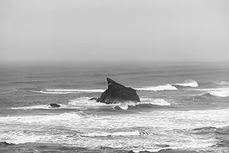 Coquille Point Waves Clashing Against Solitary Rock, Bandon, Oregon