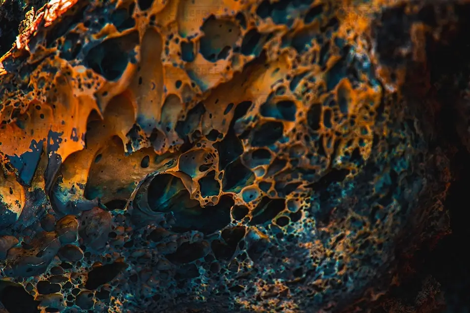 Craters Of The Moon National Monument Blue & Orange Lava Texture, Arco, Idaho · United States