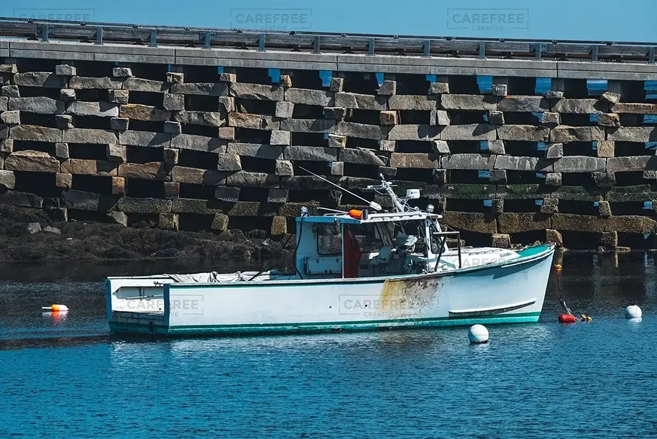Cribstone Docked Fishing Boat, Harpswell, Maine · United States
