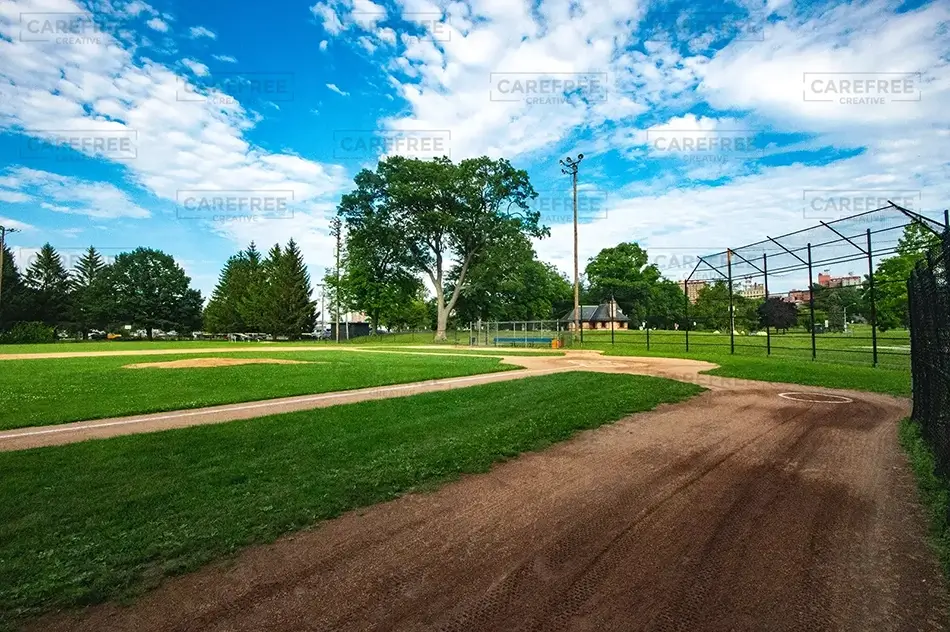 Deering Oaks Park Empty Baseball Diamond, Portland, Maine · United States