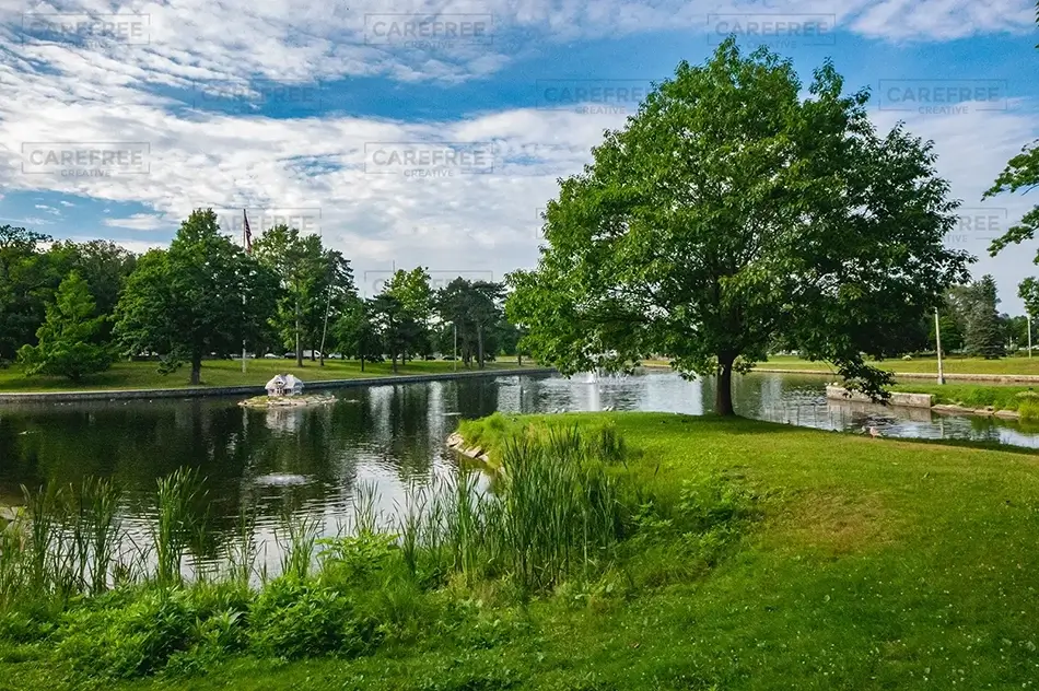 Deering Oaks Park Serene Pond Side Path, Portland, Maine · United States