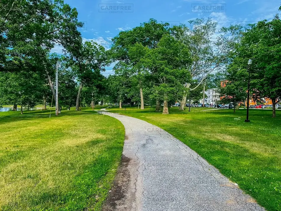 Deering Oaks Park Trail Through the Greenery, Portland, Maine · United States