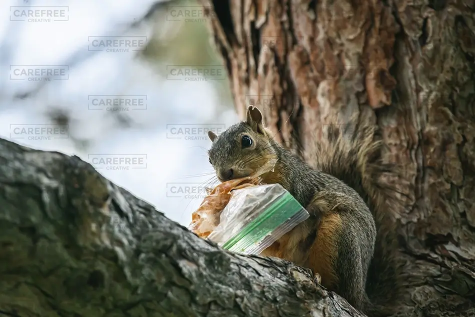 Denver Botanical Garden Squirrel with Snack in Tree, Denver, Colorado · United States