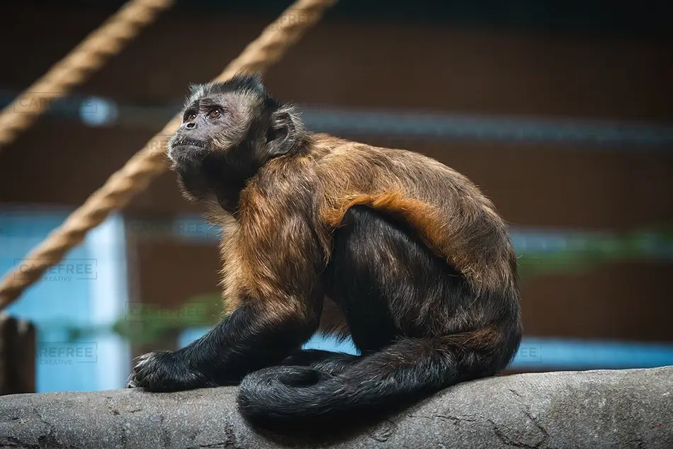 Denver Zoo Monkey Sitting on Log, Denver, Colorado · United States