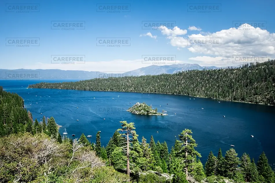 Emerald Bay State Park Island In Blue Lake, South Lake Tahoe, California · United States