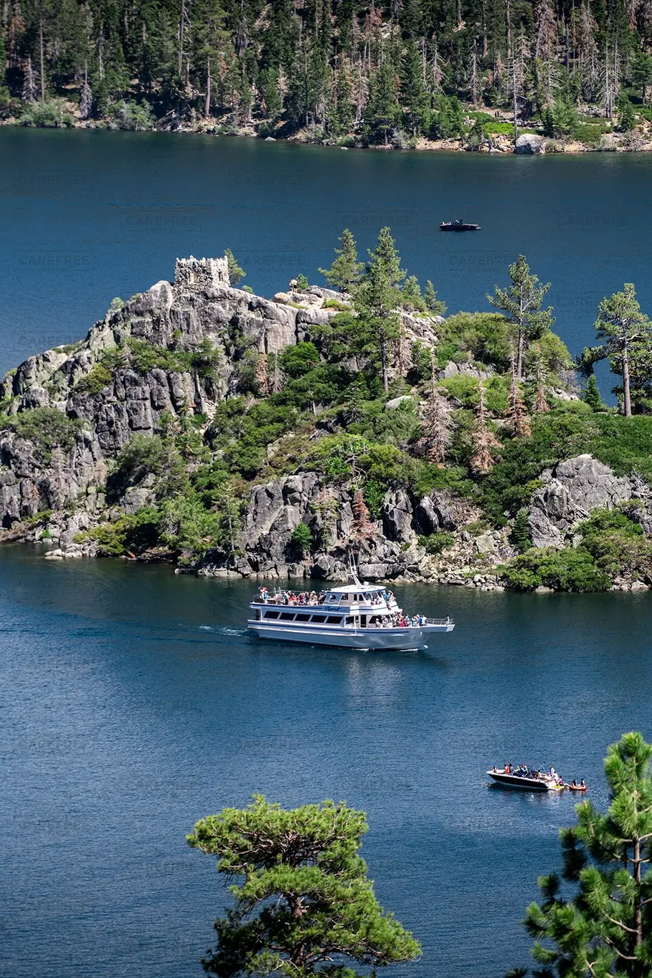 Emerald Bay State Park Tour Boat Passing Island, South Lake Tahoe, California · United States
